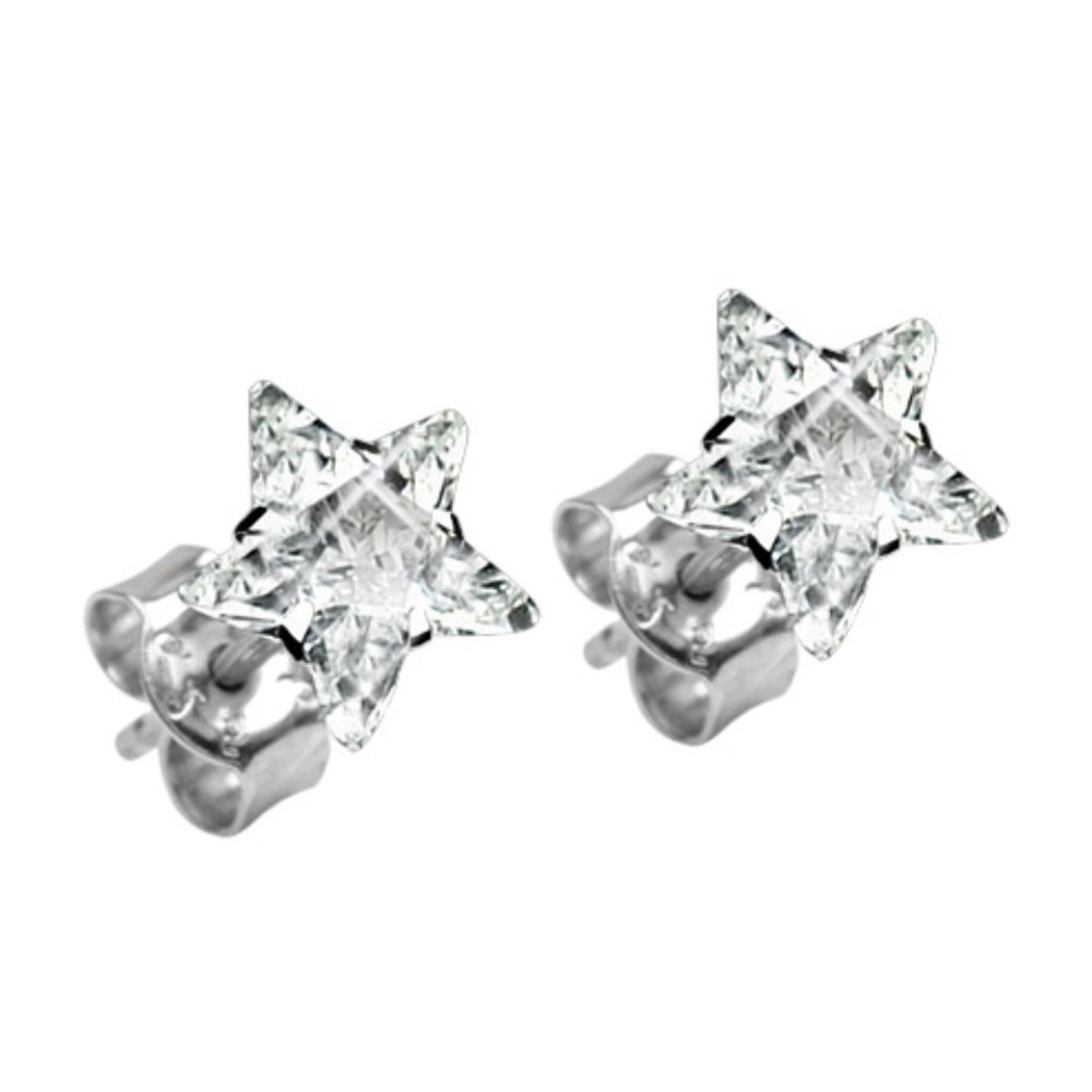 Star Dimond Earrings 925 Sterling Silver Earrings Star CZ NWT